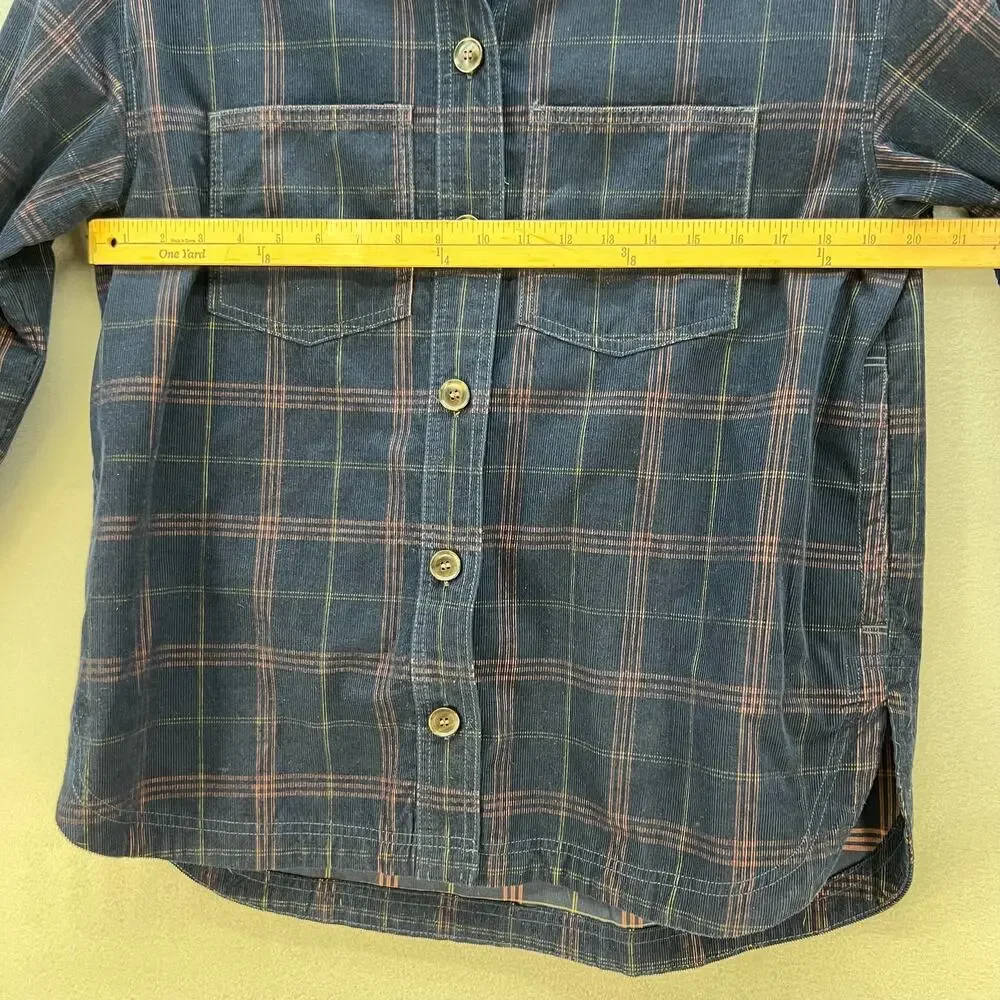Madewell Button Up Shirt Women's Size M Blue Plaid Corduroy Kentwood Preppy - Picture 10 of 13